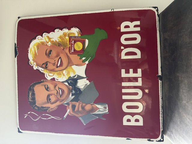 Oude emaille bord