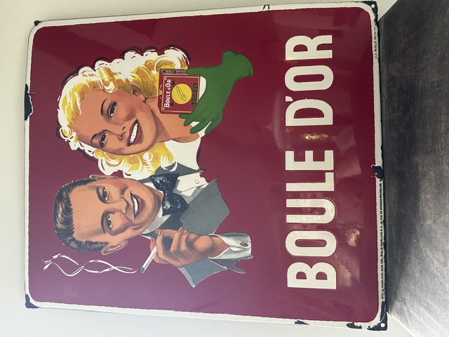 Oude emaille bord