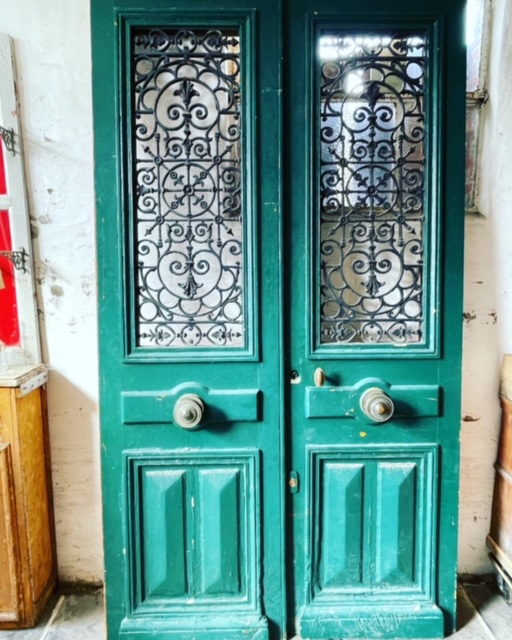 Megalopolis lood Onbekwaamheid Antieke Franse dubbele voordeur - antieke voordeuren en oude voordeuren met  prachtige deurroosters - van antieke buitendeuren, oude binnendeuren, luike  - Benko